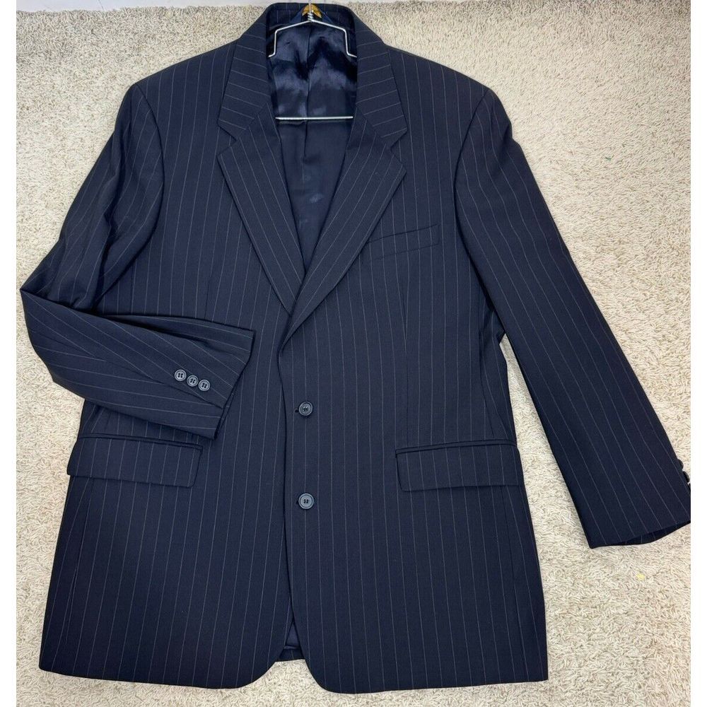 Brooks Brothers Brooksease 44L Navy Pinstripe Wool Blazer Sport Coat Jacket